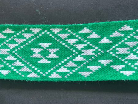 Emerald green and white Patiki- Taniko Band 2 in Online Sale