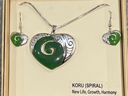 Jade Heart Necklace and Earrings Online