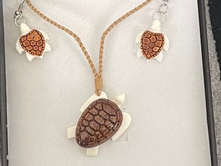 Bone Turtle Set - Bone Necklace & Earrings For Discount