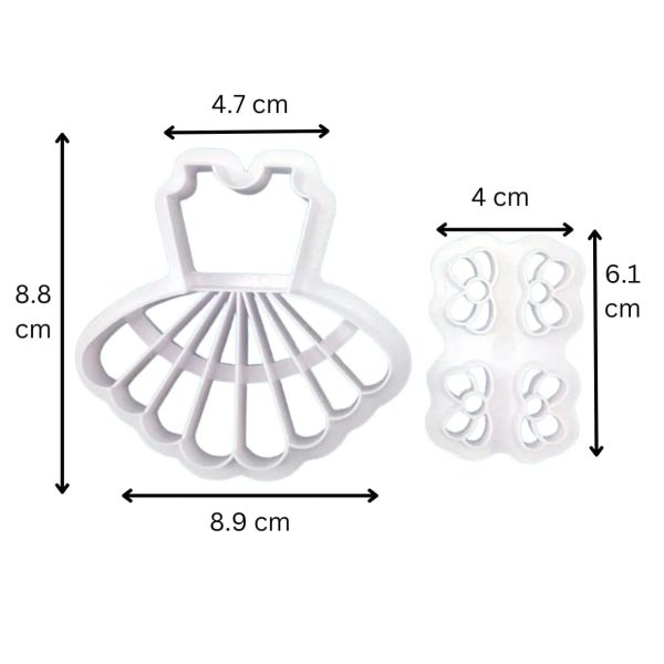 2 Pcs Princess Girl Dress Frock With Bow Tie Plunger Cutter Cookie Cutter Sale