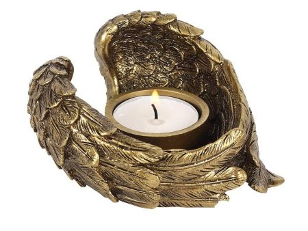 Antique Gold Angel Wing Tealight Candle Holder Online Sale