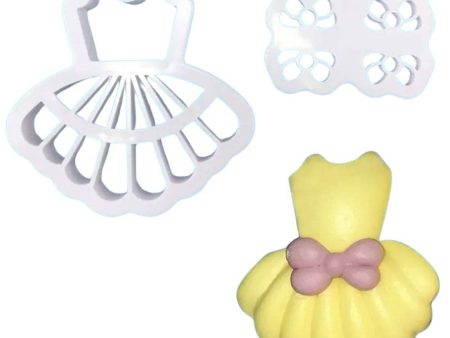 2 Pcs Princess Girl Dress Frock With Bow Tie Plunger Cutter Cookie Cutter Sale