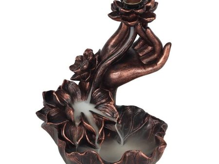 Bronze Effect Hand with Flower Backflow Incense Burner Online Hot Sale