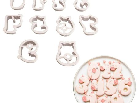 10 Pcs 0 to 9 Numbers Pig Shaped Plunger Cutter Biscuit Cookie Fondant Clay Cutter Online