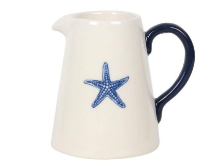 Nautical-Inspired Flower Jug with Starfish Illustration on Sale