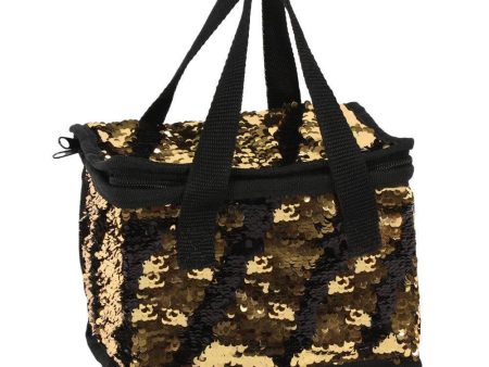 Black And Gold Reversible Sequin Lunch Bag For Cheap