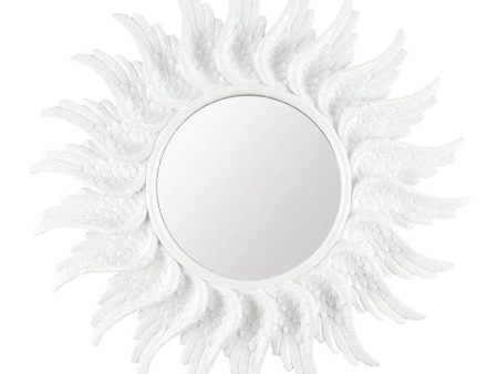 47cm Round White Glitter Angel Wing Mirror Fashion