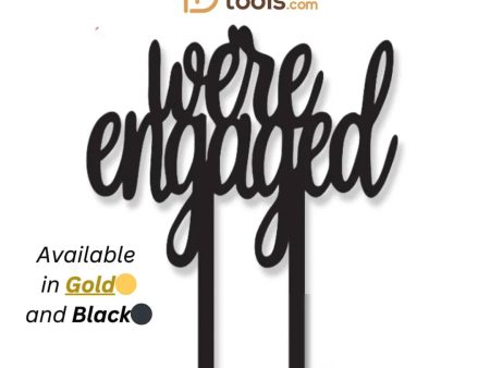 We Are Engaged Black Acrylic Engagement Cake Topper Tag EN-001 Online Sale