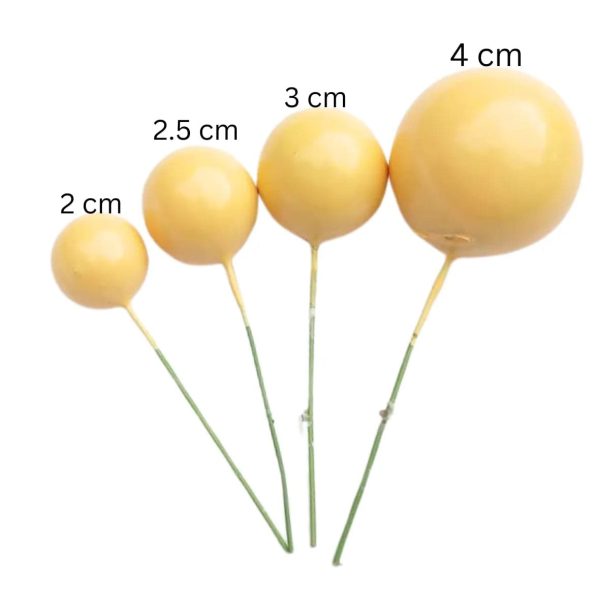 Yellow Faux Ball Cake Topper - Pack of 20 Pieces Sale