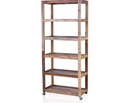 Six Shelf Display with Casters - Recycled Wood Online now