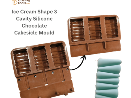 3 Cavity Rectangular Swirl Ice Cream Shape Silicone Cakesicle Mould Discount