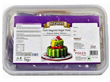 Vizyon Sugar Paste (Fondant) Dark Magenta, 1 Kg For Discount