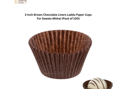 3 Inch Brown Chocolate Liners Laddu Paper Cups For Sweets Mithai (Pack of 100) Online now