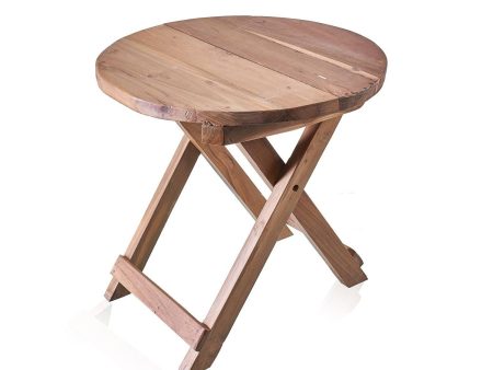 Round Folding Coffee Table - 50cm - Recycled Wood Online now