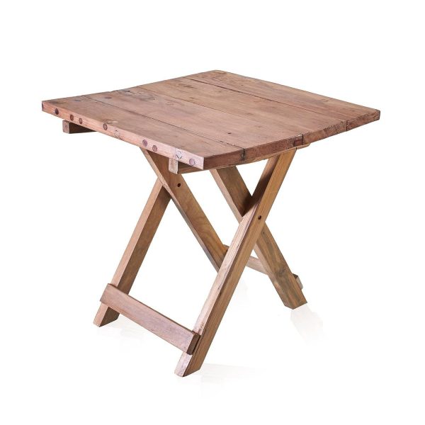 Square Folding Coffee Table - 50cm - Recycled Wood For Discount