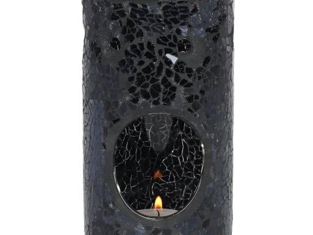 Black Crackle Glass Pillar Oil Burner Supply