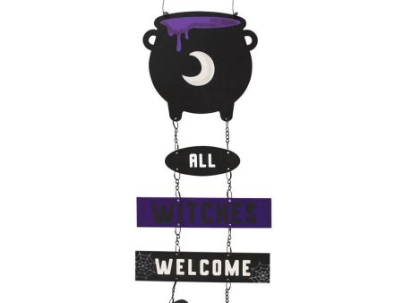 All Witches Welcome Cauldron Chain Sign For Cheap