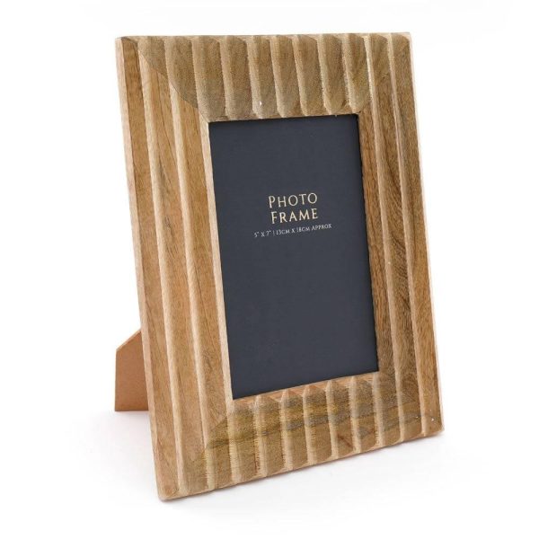 5X7in Ribbed Wooden Photo Frame Hot on Sale