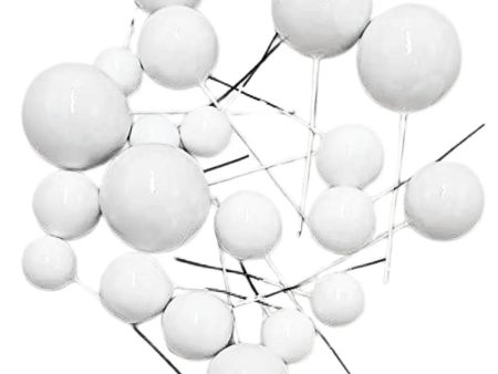 White Faux Ball Cake Topper - Pack of 20 Pieces Supply