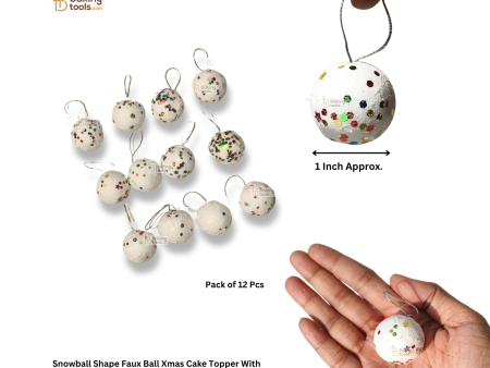 12 Pcs Faux Snowball Cake Topper With Glitter Christmas Tree Hanging Ornament Decoration Online now