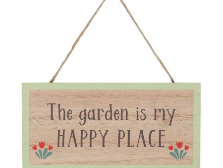 The Garden Is My Happy Place Hanging Sign Sale