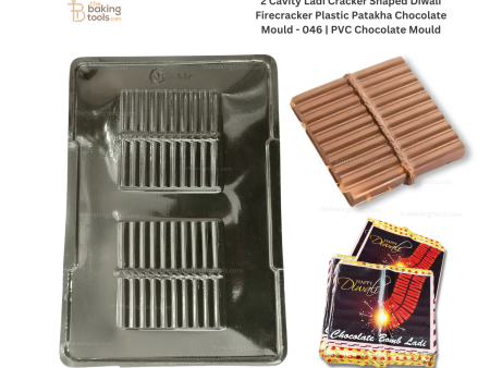 2 Cavity Ladi Cracker Shaped Diwali Firecracker Plastic Patakha Chocolate Mould - 046 | PVC Chocolate Mould For Sale