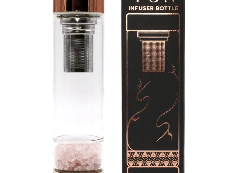 Crystal Glass Tea Infuser Bottle - Rose Gold - Rose Quartz Fashion