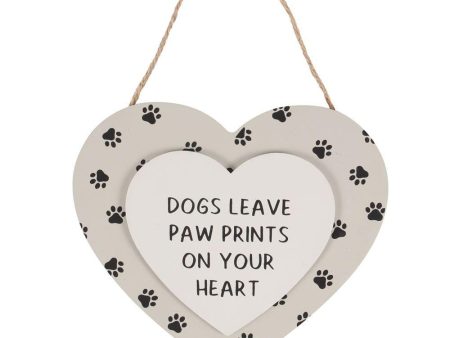 Dogs Leave Paw Prints Hanging Heart Sign Discount