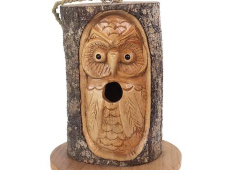 Pine Wood Open Eye Owl Bird House Supply