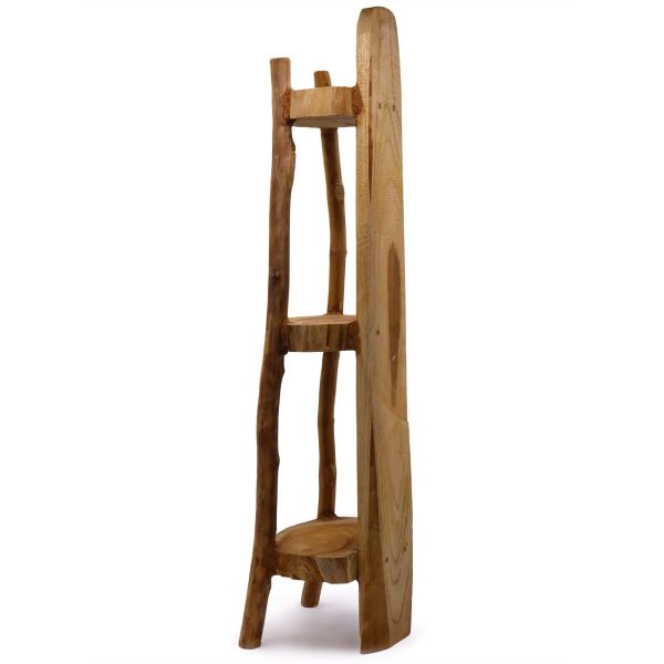 Natural Teak Corner Unit 3 Shelves - 90cm high Sale