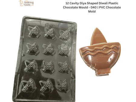 12 Cavity Diya Shaped Diwali Plastic  Chocolate Mould - 040 | PVC Chocolate Mold Fashion