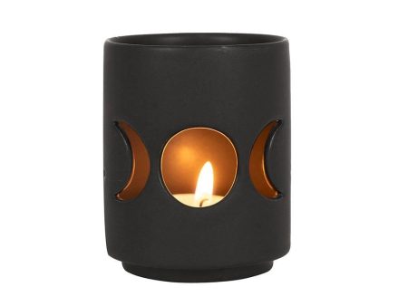 Small Black Triple Moon Cut Out Tealight Holder Supply