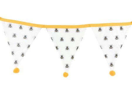 White All Over Bee Print Fabric Bunting Cheap