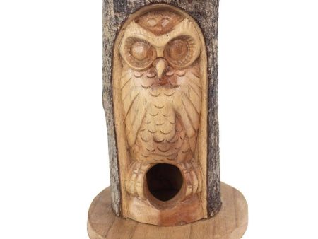 Pine Wood Closed Eye Owl Bird House Sale