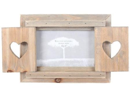 Driftwood Photo Frame With Heart Shutters on Sale