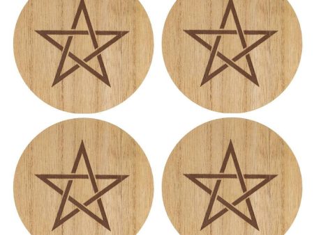 Engraved Pentagram Coaster Set Hot on Sale