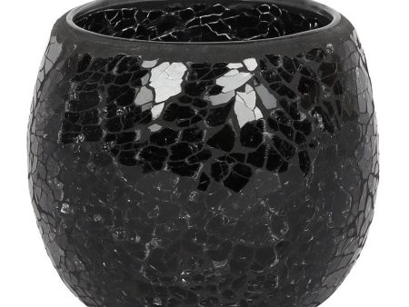 Large Black Crackle Glass Candle Holder Online