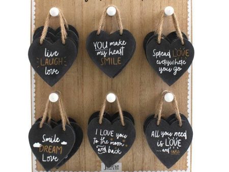 Set of 24 Slate Heart Hanging Decorations on Display Cheap