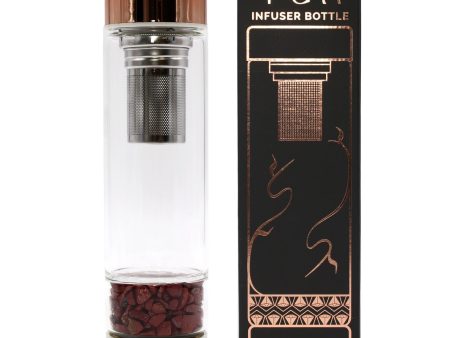 Crystal Glass Tea Infuser Bottle - Rose Gold - Red Jasper Online Sale