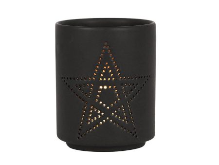 Small Black Pentagram Cut Out Tealight Holder on Sale