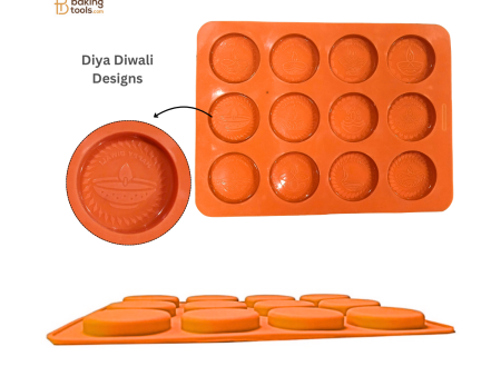 12 Cavity Diwali Coin Shape Diya Designs Diwali Firecracker Silicone Chocolate Mould Online now