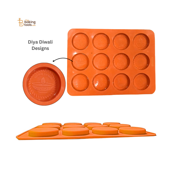 12 Cavity Diwali Coin Shape Diya Designs Diwali Firecracker Silicone Chocolate Mould Online now