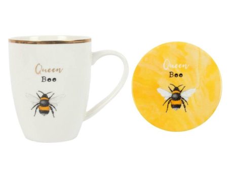 Queen Bee Ceramic Mug and Coaster Set Cheap