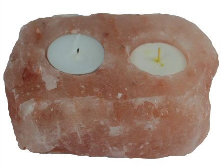 Natural Salt Candle Holder - 2 holes Online Hot Sale