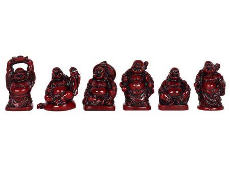 Set of 6 Red Resin Buddhas Discount