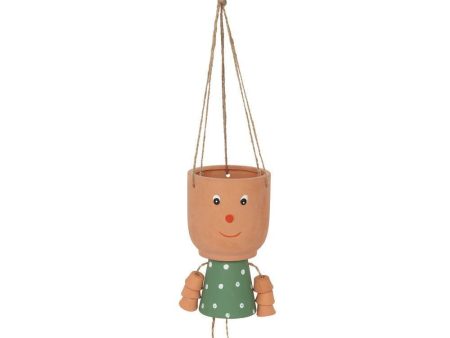 Green Pot Man Hanging Terracotta Planter Online now