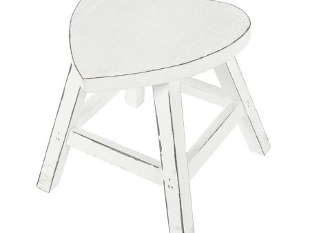 White Shabby Heart Stool Supply