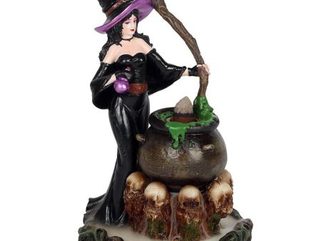 Witch with Cauldron Backflow Incense Burner Supply