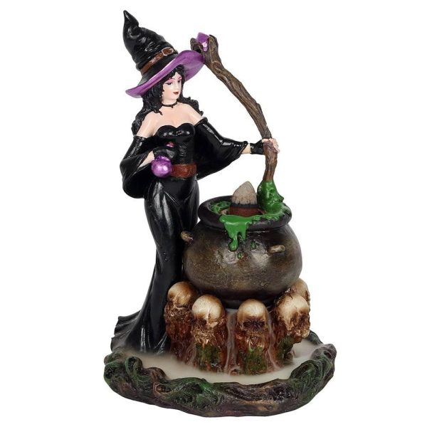 Witch with Cauldron Backflow Incense Burner Supply