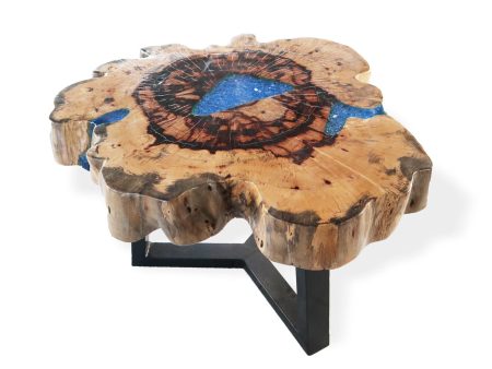 Tamarind and Resin Coffee Table - Sky Blue on Sale